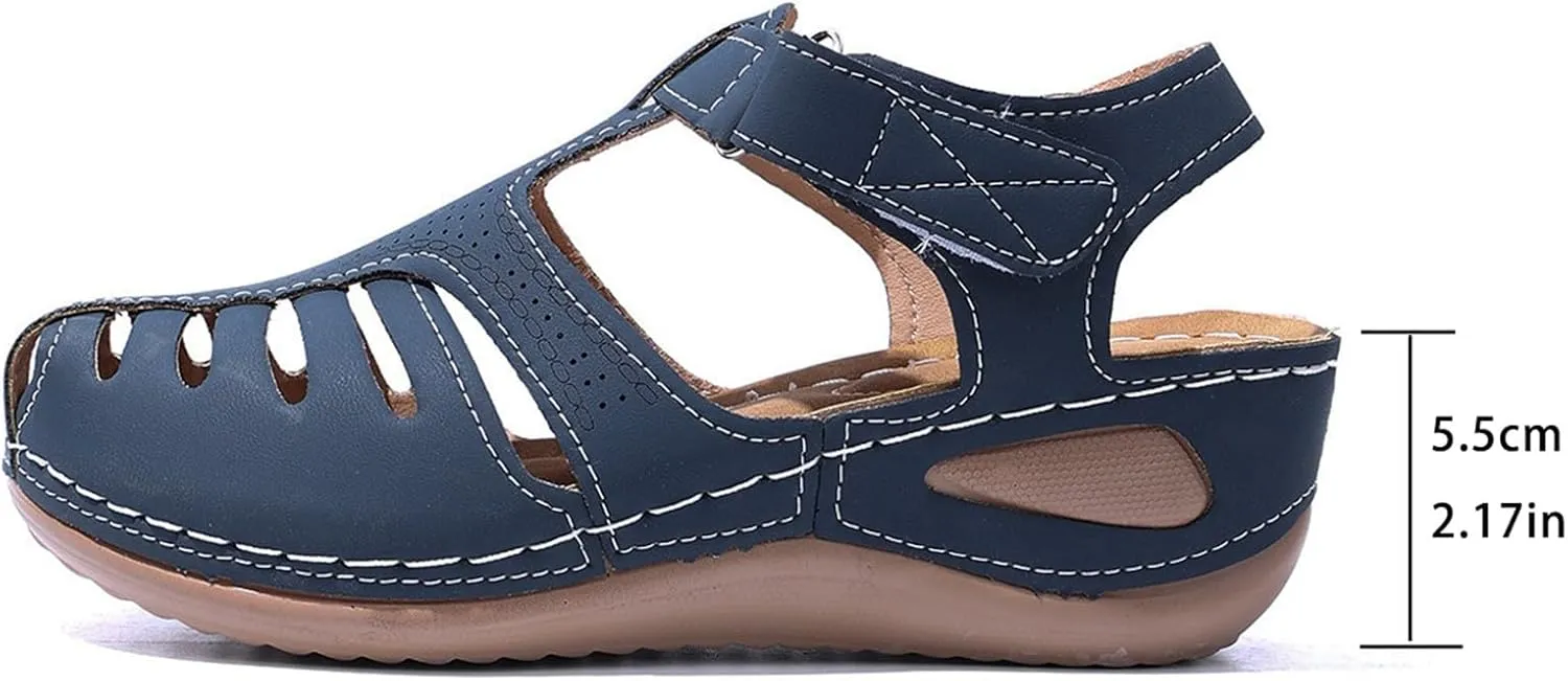 Womens Orthopedic Sandals 2025 Summer Closed Toe Wedges Dressy Casual Shoes Fisherman Comfortable Hollow Out Breathable Slides with Adjustable Straps
