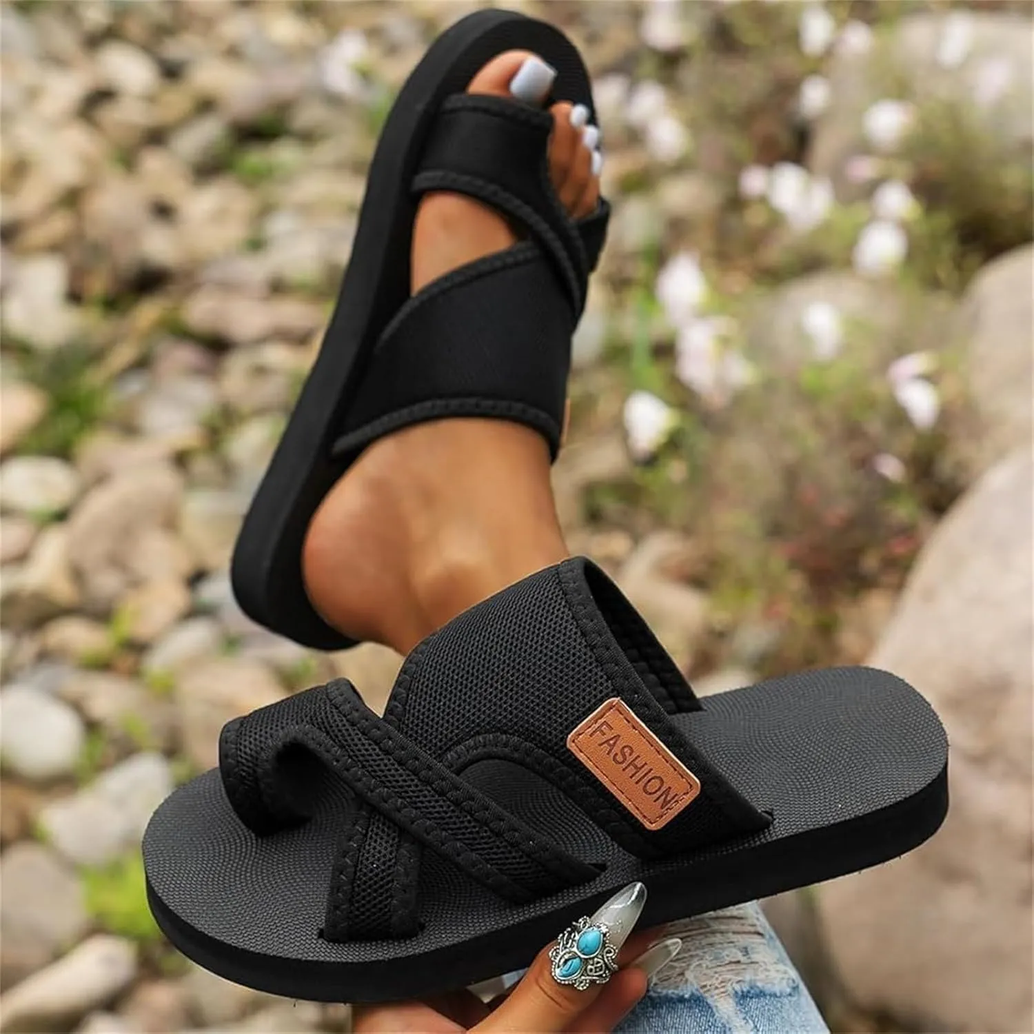 Womens Orthopedic Sandals Hollow Mesh Breathable Slide Slippers with Arch Support Summer Beach Comfy Walking Flip Flops