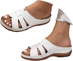 Women's Orthotic Cushion Flip Flops Foot Arch Supports Plantar Fasciitis Bunion Recovery Walking Sandals for Women Dressy Summer Wedge Slide Slippers Comfortable Slip on Beach Shoes for Daily Wear