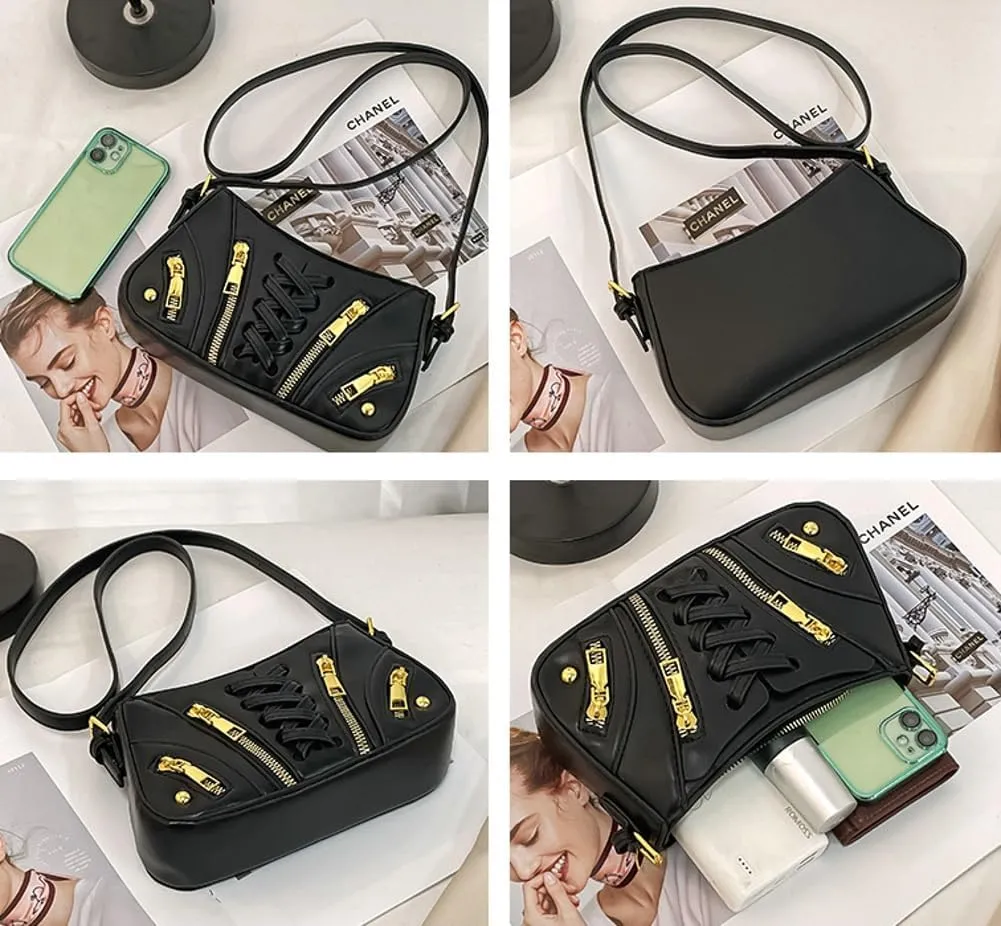 Womens PU Leather Shoulder Bags Fashion Y2k Handbag Purse Hobo Tote Bag Crossbody Bag