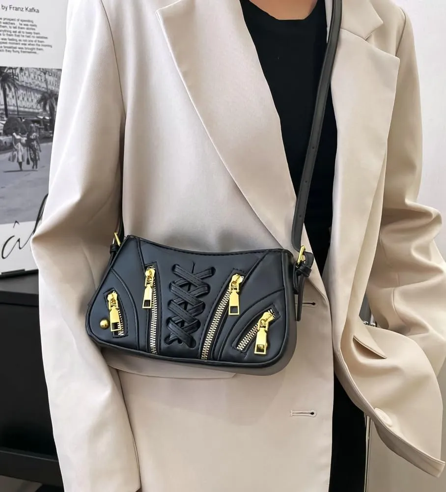 Womens PU Leather Shoulder Bags Fashion Y2k Handbag Purse Hobo Tote Bag Crossbody Bag