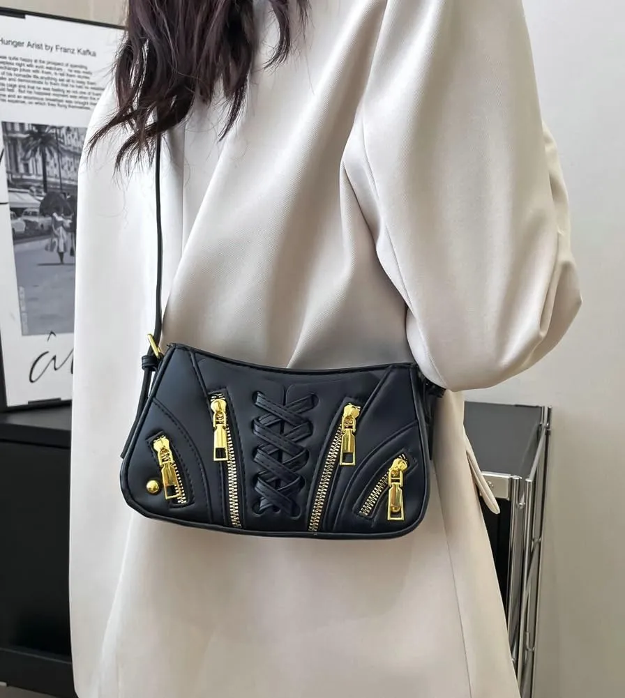 Womens PU Leather Shoulder Bags Fashion Y2k Handbag Purse Hobo Tote Bag Crossbody Bag