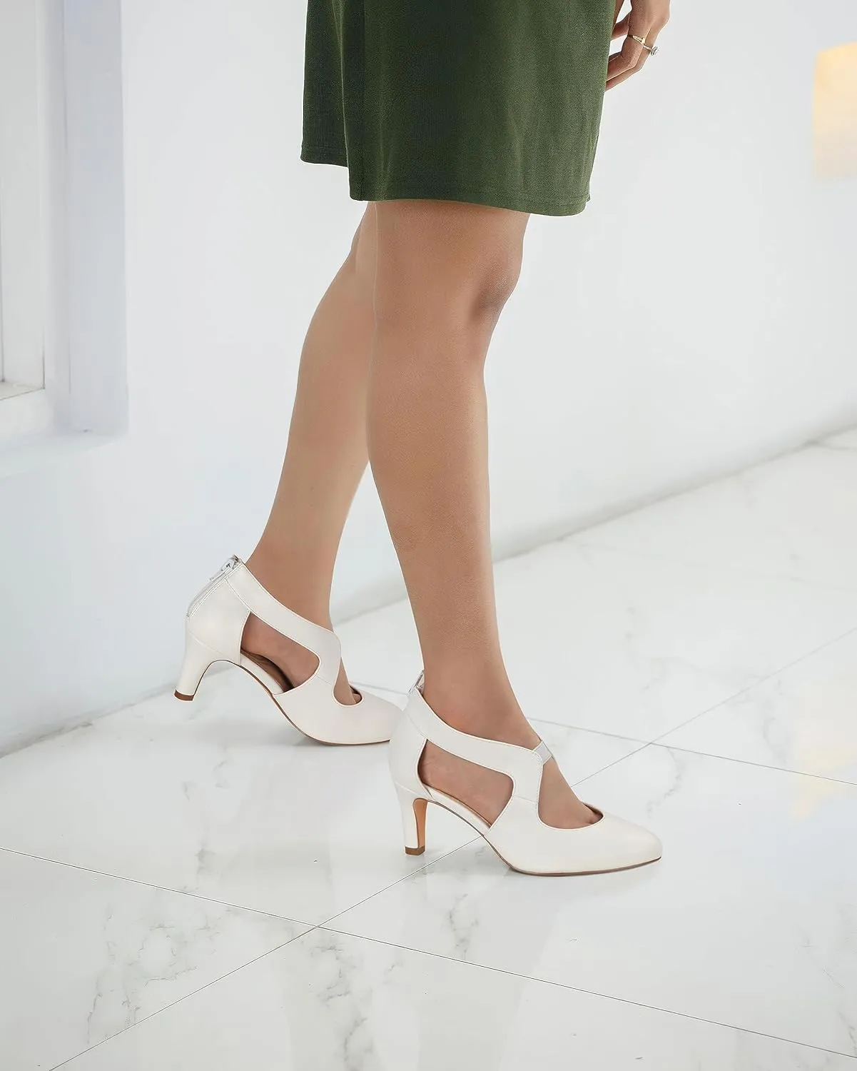 Women's Pumps,Comfortable Closed Toe 3-Inch Kitten Heels,Low Heels for Work,Office,Wedding,and Dressy Occasions,Dress Shoes for Women