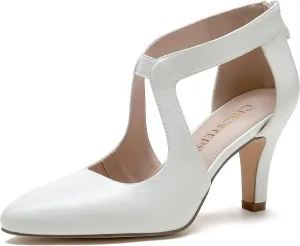 Women's Pumps,Comfortable Closed Toe 3-Inch Kitten Heels,Low Heels for Work,Office,Wedding,and Dressy Occasions,Dress Shoes for Women