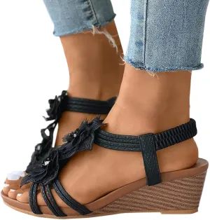 Women's Rhinestone Gladiator Sandals Flat Blue Bohemian Sandals Wedding Sandals Gem Bridal Bridesmaid Sandals
