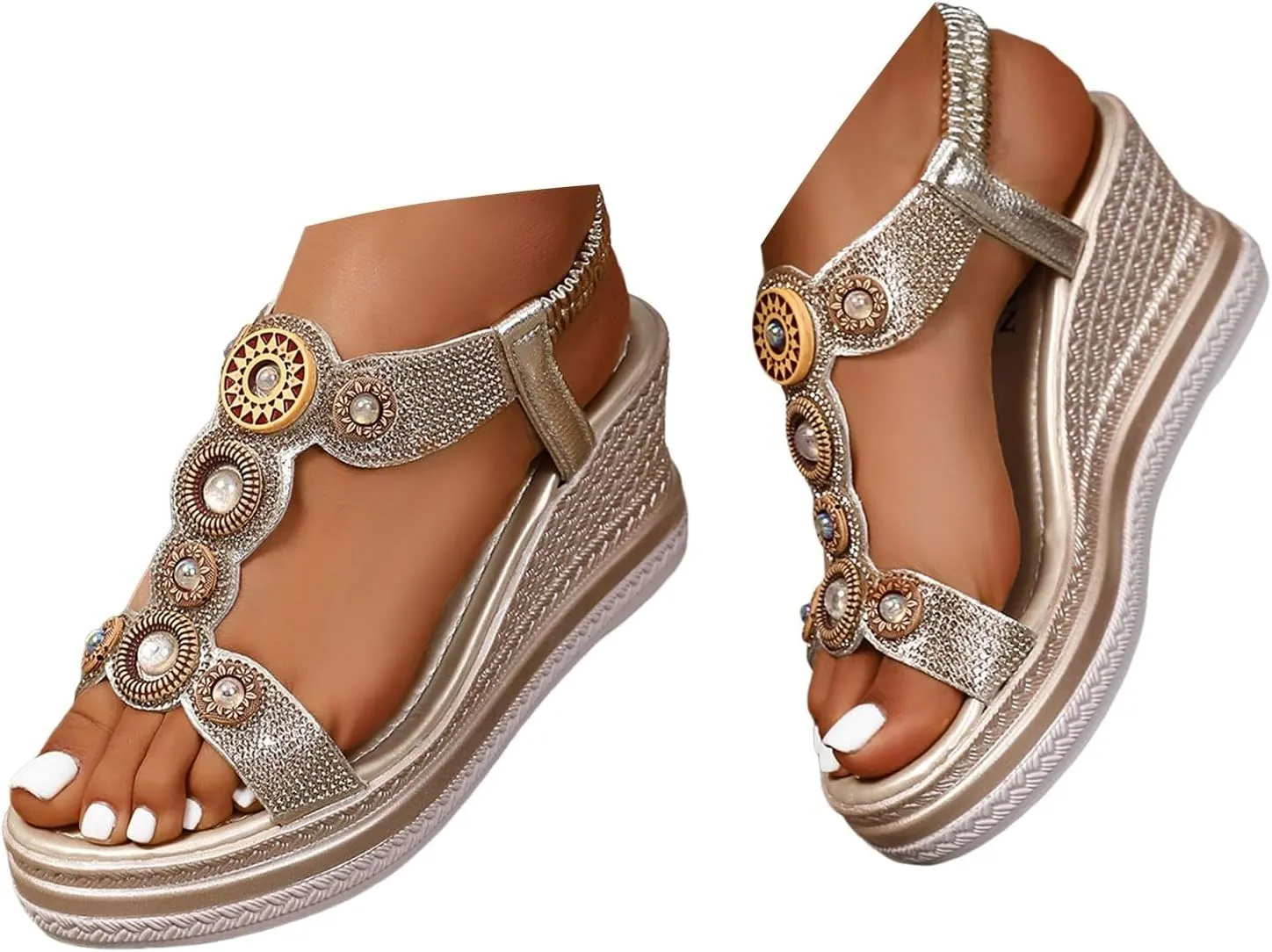 Women's Rhinestone Open Toe High Heel Sandals Open Toe Espadrilles Platform Slides Dressy High Heel Beach Summer Sandal Wide Width Walking Dress Shoes for Party Casual Beach Vacation