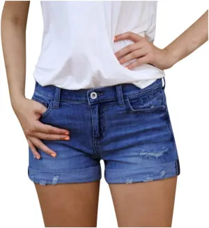 Womens Ripped Denim Shorts 2025 Summer High Waisted Short Jeans Loose Cut Off Distressed Shorts with Pockets