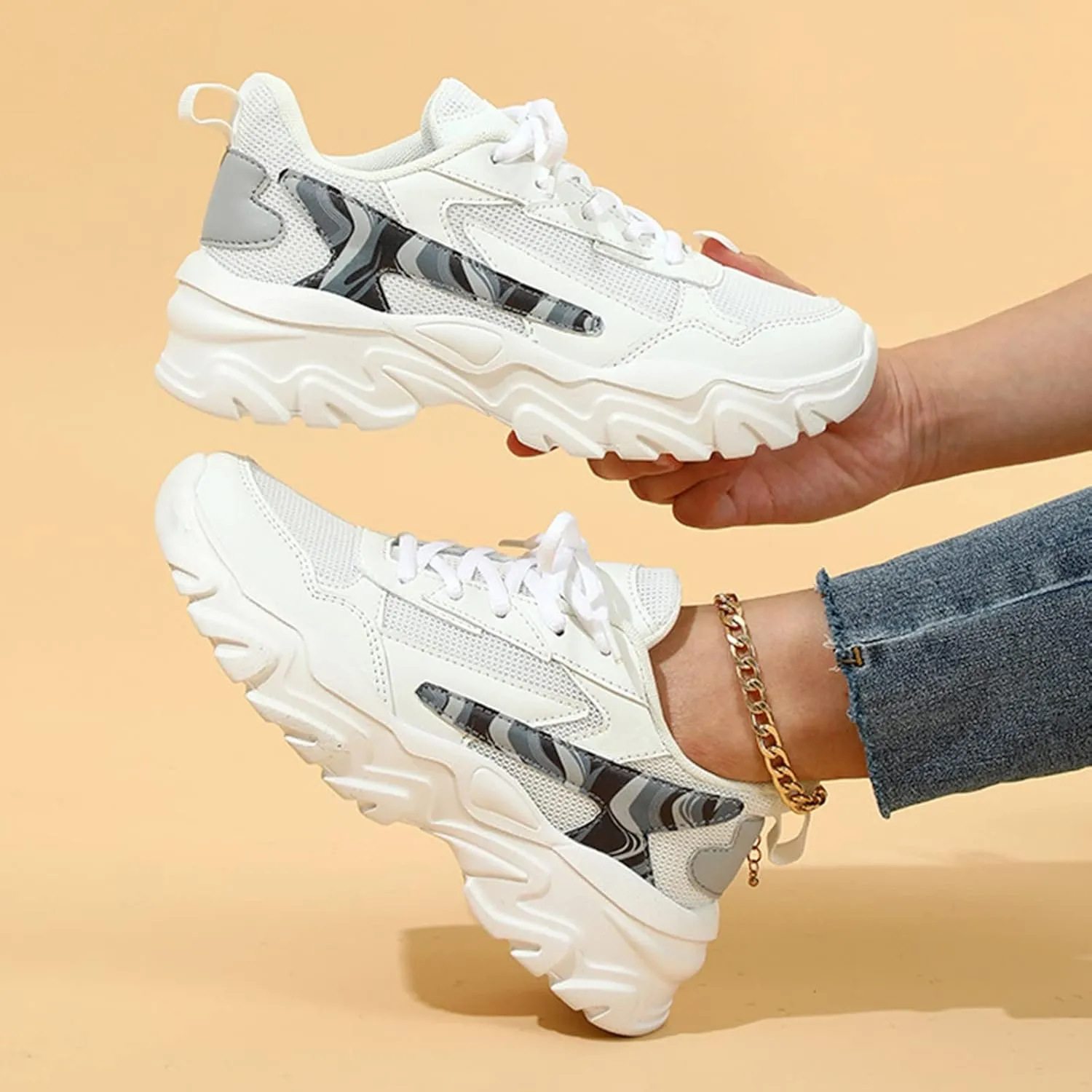 Womens Running Sneakers Lightweight Zapatos CModos Y Elegantes para Mujer De Vestir 10 Walking Shoes Women Brown White Sneakers for Women Platform Heel Zapatos De Gym para Mujer