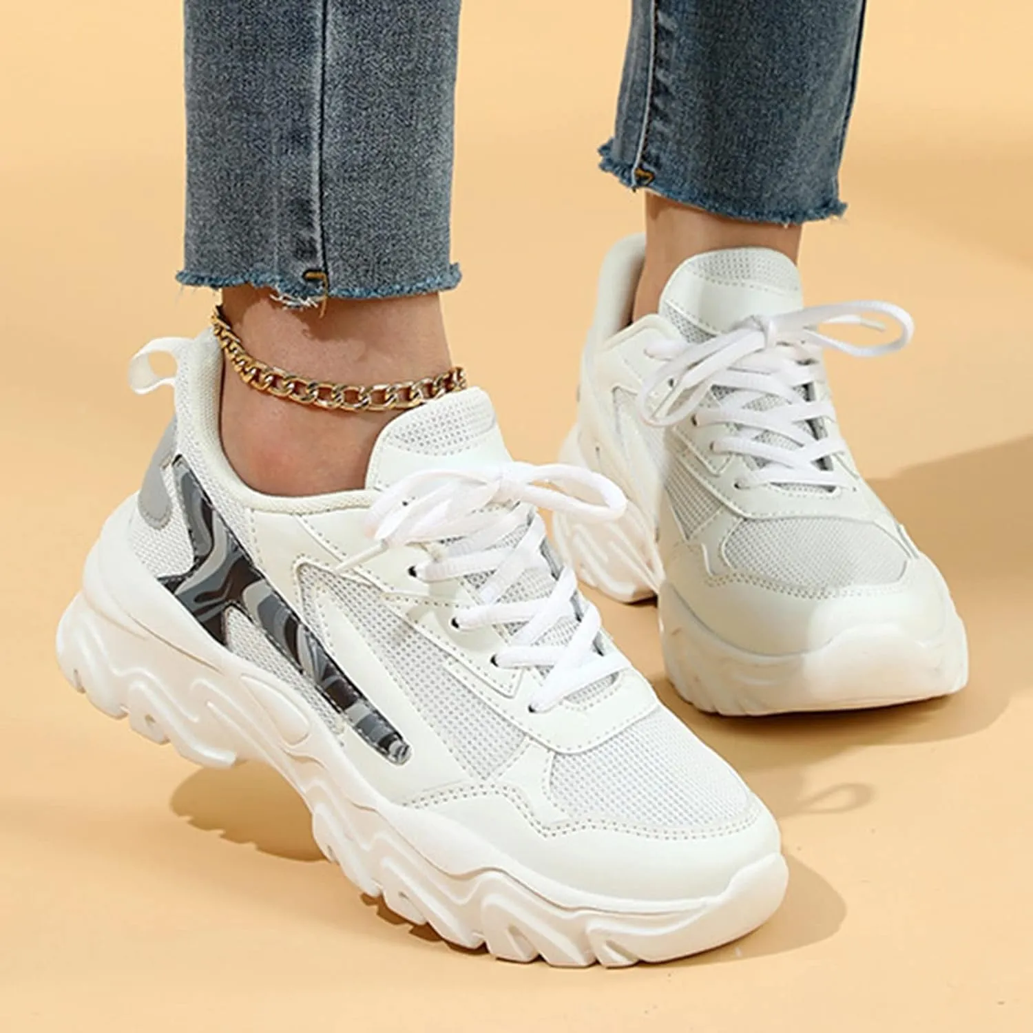 Womens Running Sneakers Lightweight Zapatos CModos Y Elegantes para Mujer De Vestir 10 Walking Shoes Women Brown White Sneakers for Women Platform Heel Zapatos De Gym para Mujer