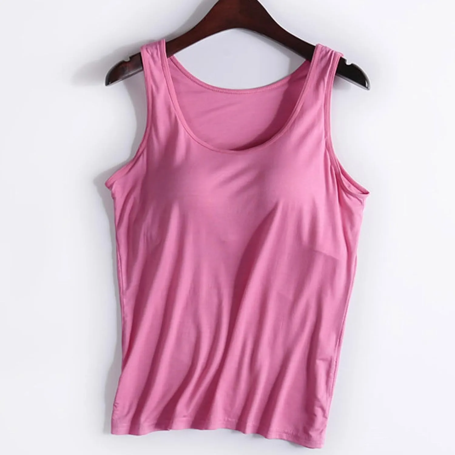 Womens Shelf Bra Tank Tops Modal Built-in Bra Padded Camisole Workout Camis Yoga Shirt Basic Tees Soft Undershirt
