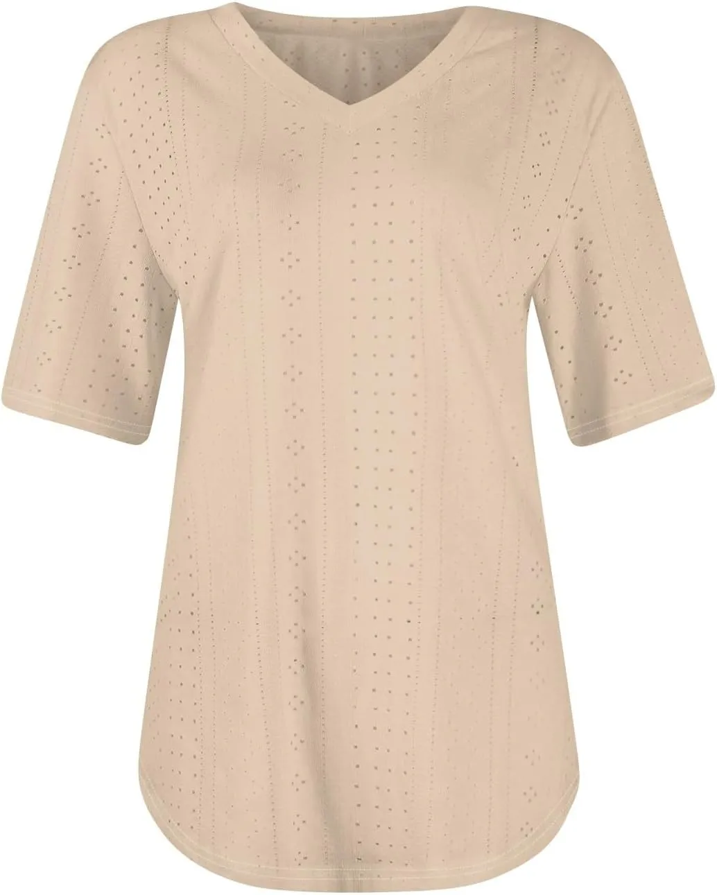 Womens Shirts V Neck Short Sleeve Casual Summer Tops Loose Fit Basic Tees with Curved Hem Trendy 2025
