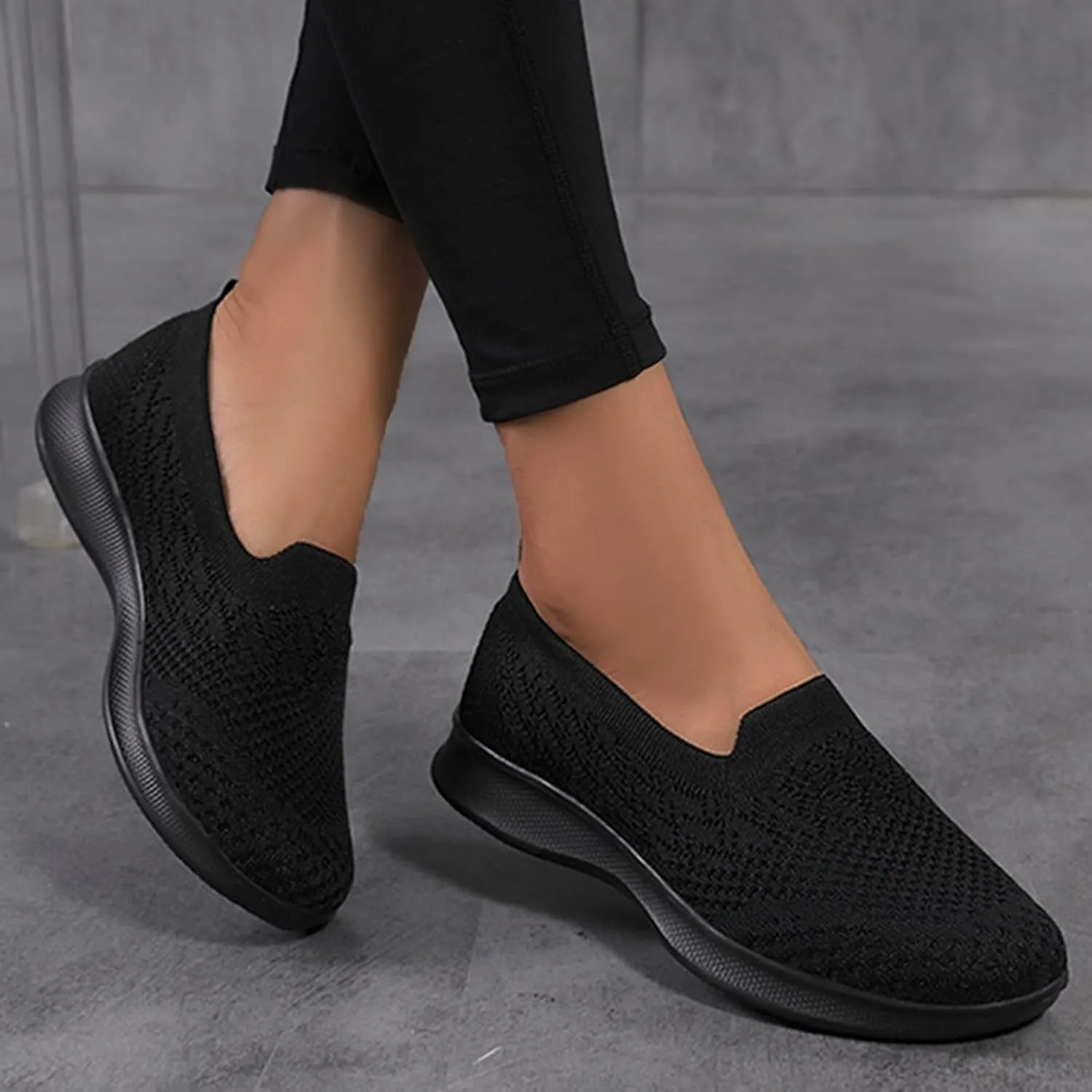 Women's Slip on Sneakers Shoes Woven Orthopedic Breathable Soft Shoes Walking Diabetic Foam Shoes Hands Free Slip in