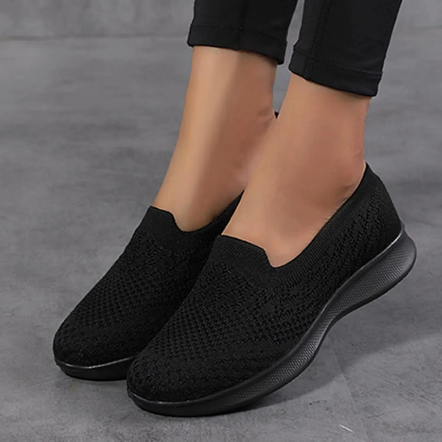 Women's Slip on Sneakers Shoes Woven Orthopedic Breathable Soft Shoes Walking Diabetic Foam Shoes Hands Free Slip in