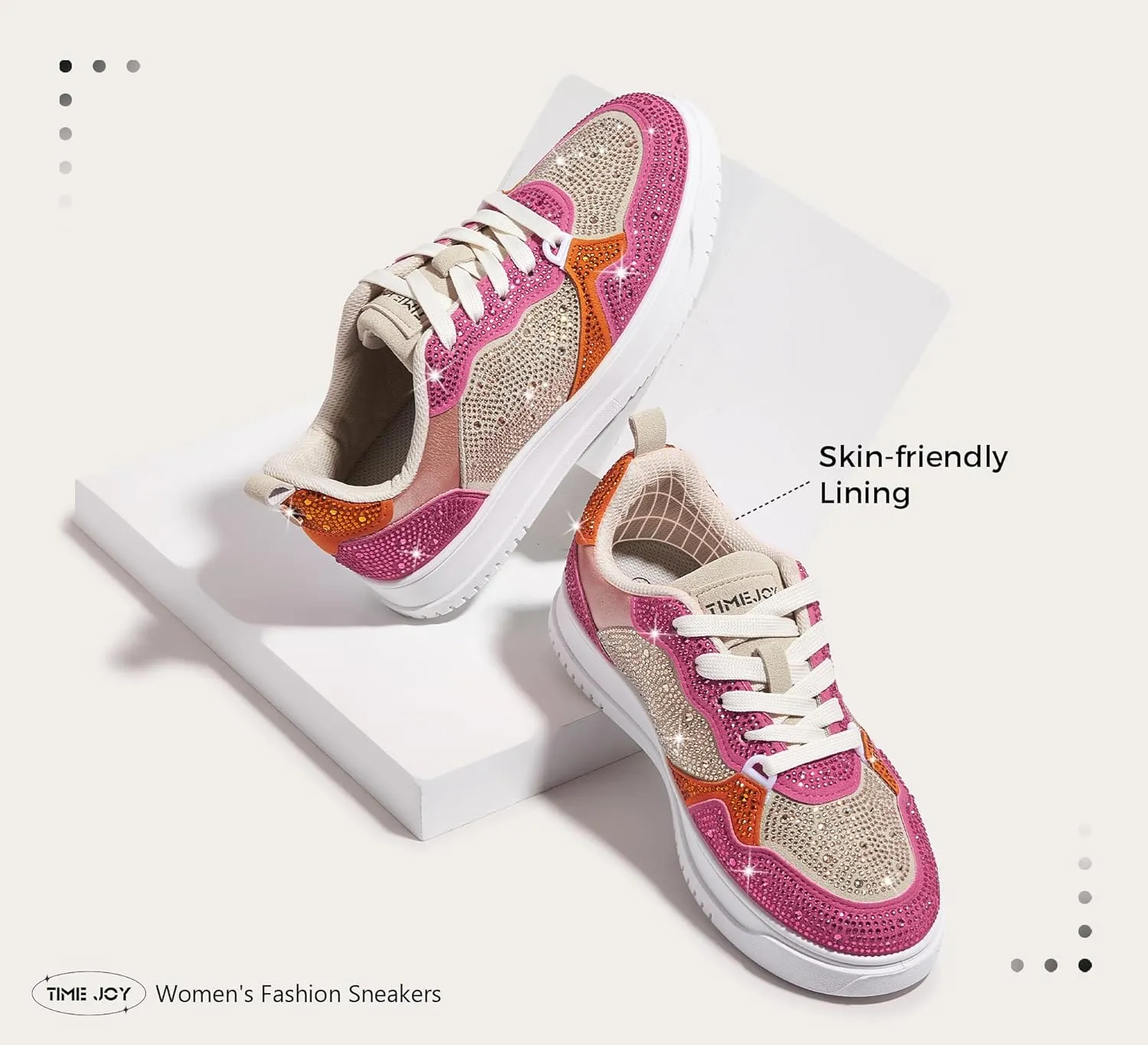 Women's Sparkly Rhinestone Sneakers Comfortable Athletic Glitter Platform Tennis Shoes for Casual, Gym & Fashion Outfits