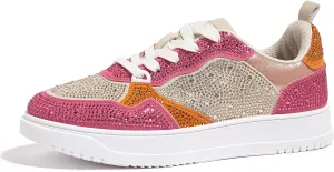 Women's Sparkly Rhinestone Sneakers Comfortable Athletic Glitter Platform Tennis Shoes for Casual, Gym & Fashion Outfits