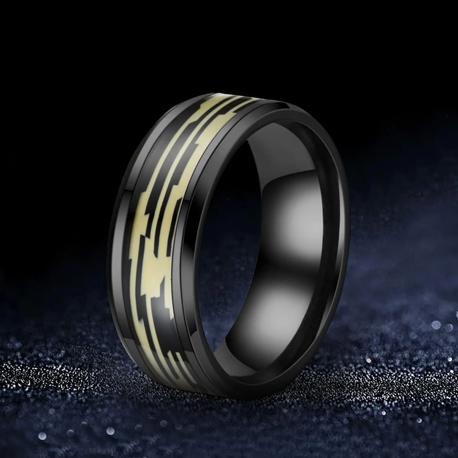 Women's Stainless Steel Spinner Ring Frosted Silk Pattern Inlaid Rhinestone Anxiety Rings Trendy Jewelry Gifts