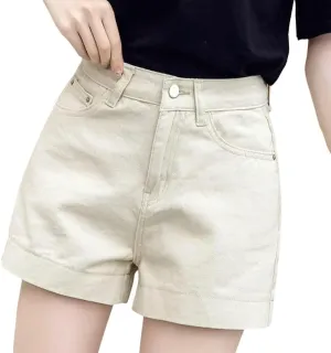 Women's Summer Denim Shorts Vintage High-Waisted A-Line Wide Leg Korean Style All-Match Loose Casual Hot Shorts