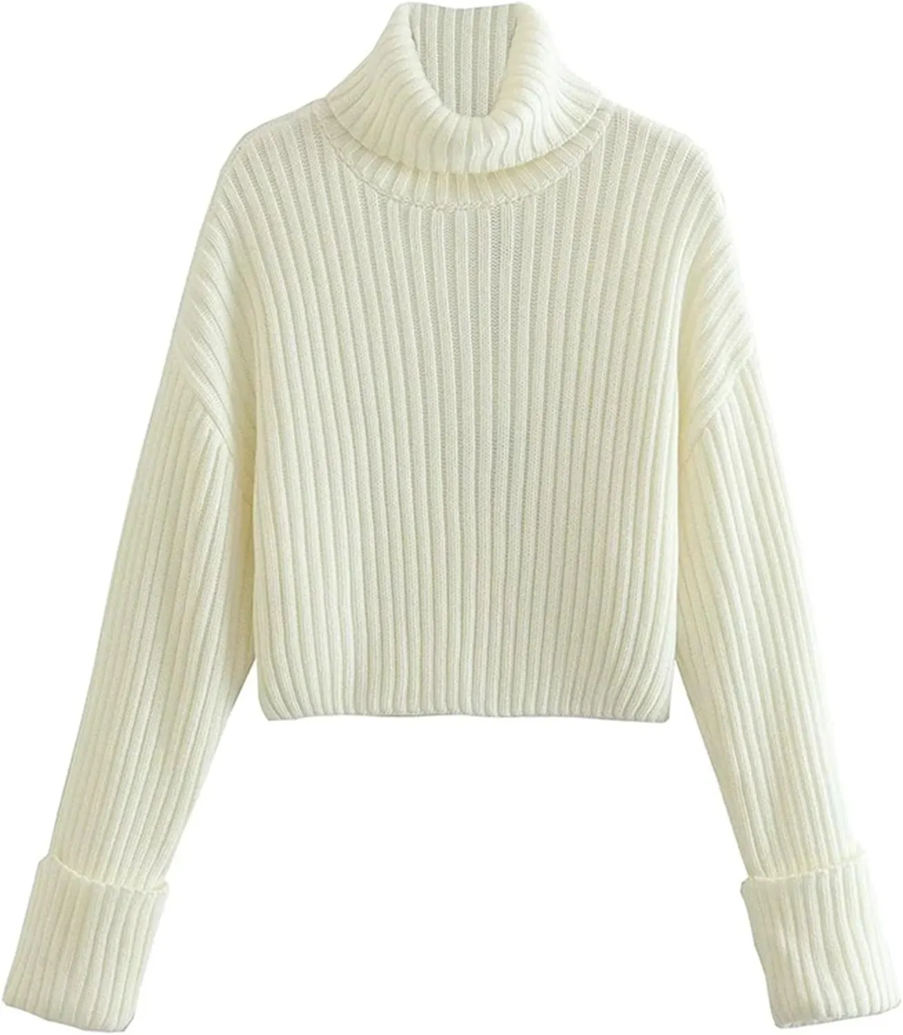 Womens Sweaters Chunky Knit Solid Color Crewneck Long Sleeve Loose Fit Casual Soft Pullover Tops