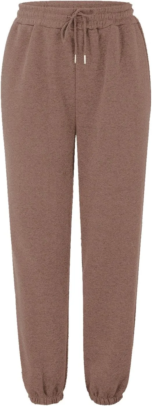 Womens Sweatpants Solid Color Elastic Waist Trousers Baggy Casual High Waisted Workout Athletic Cinch Bottom Joggers Pants