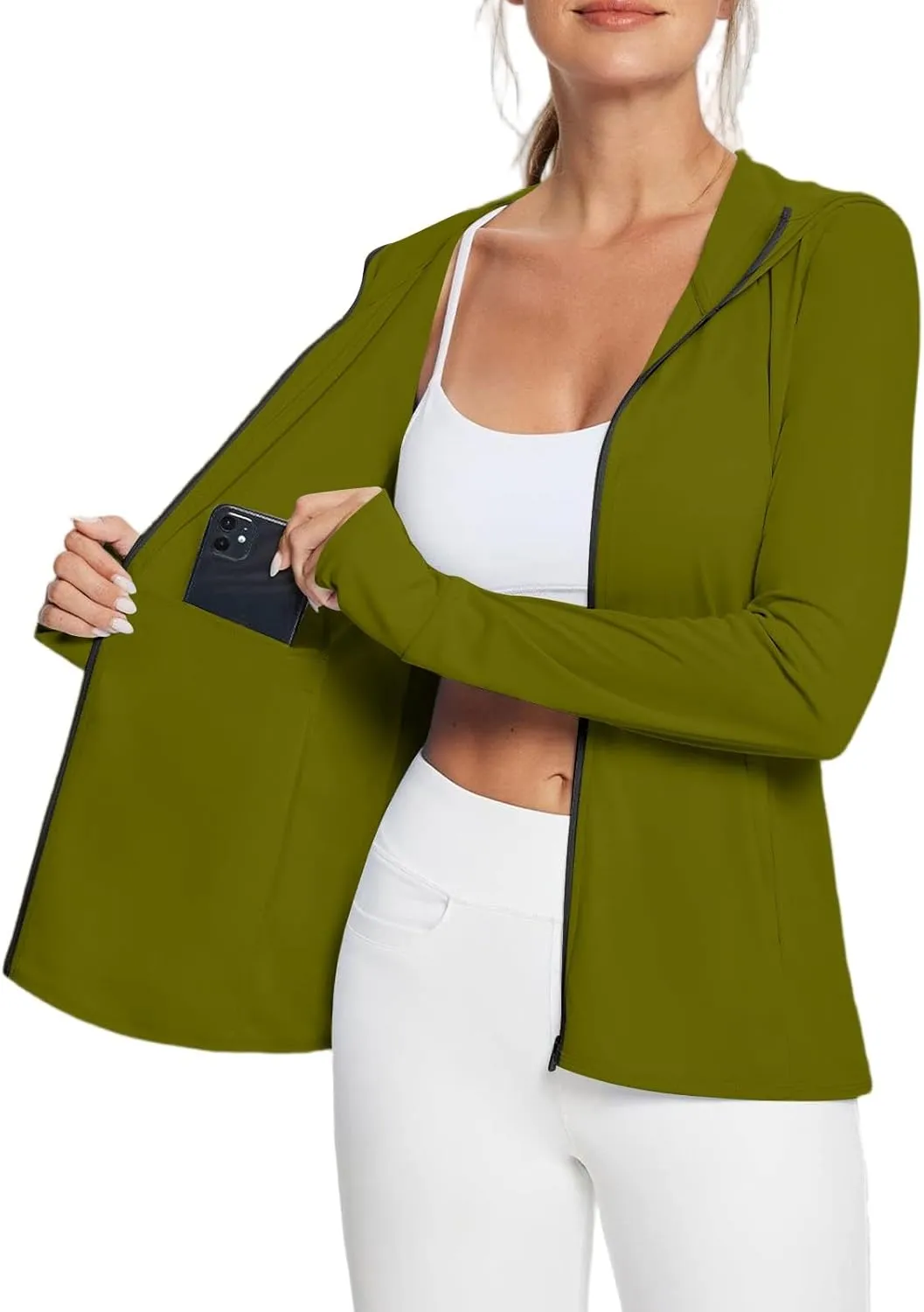 Women's UPF Sun Protection Shirts SPF Jacket UV Zip Up Hoodie Long Sleeve Summer Ice Silk Outdoor with Pockets