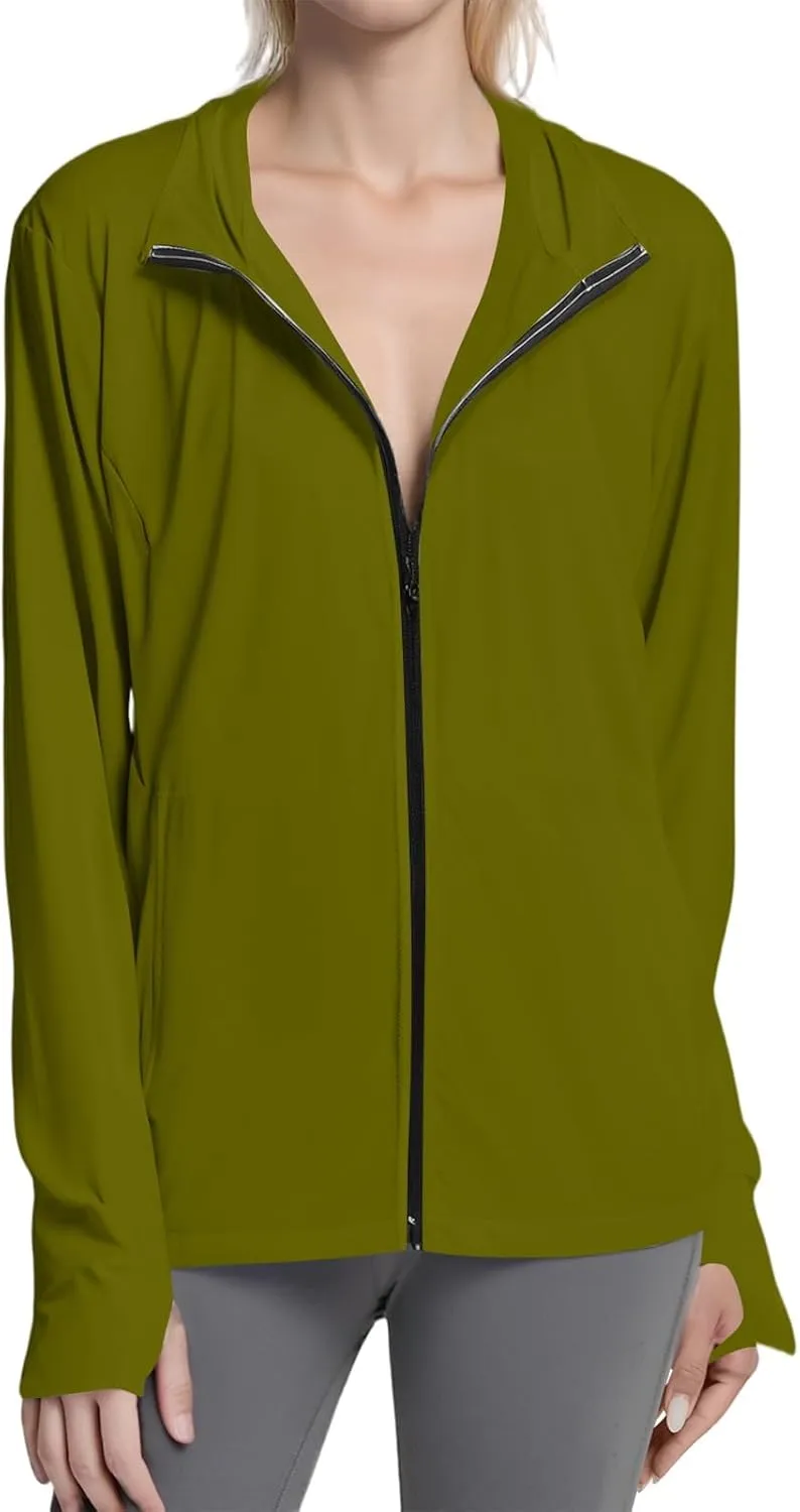 Women's UPF Sun Protection Shirts SPF Jacket UV Zip Up Hoodie Long Sleeve Summer Ice Silk Outdoor with Pockets