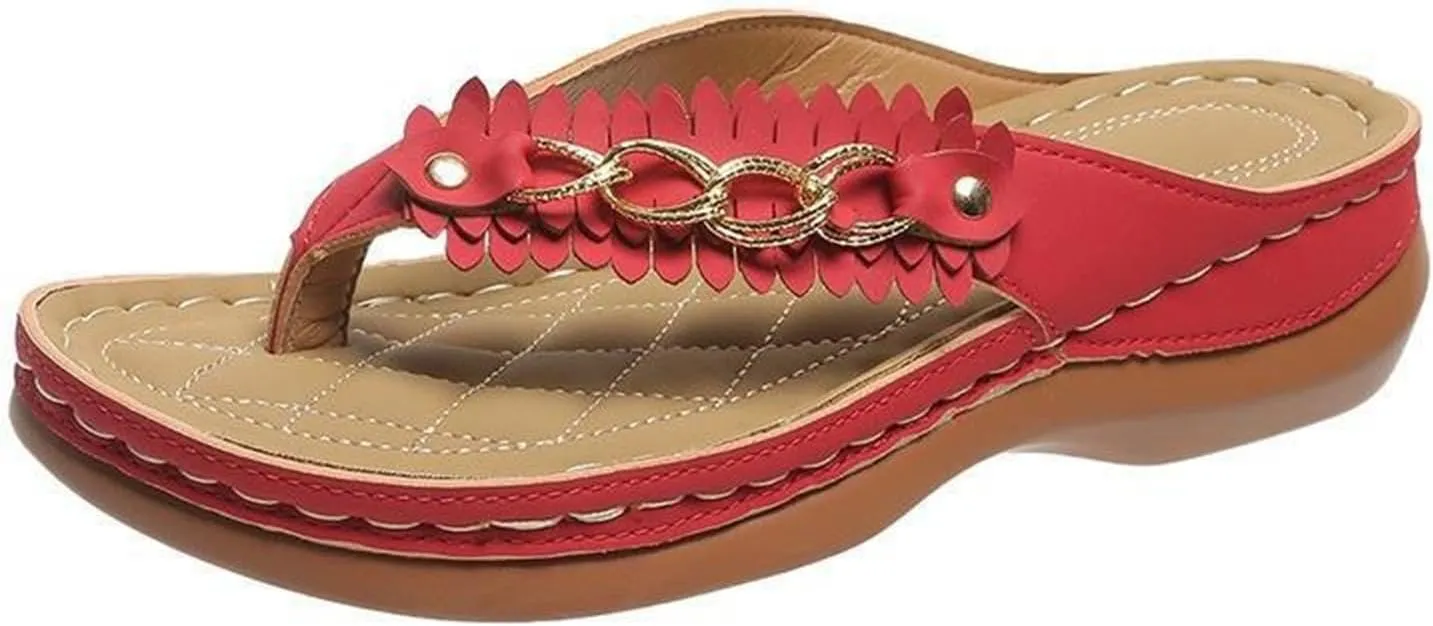 Womens Wedge Flip Flops Arch Support Breeze Sea Elegant Comfortable Summer Outdoor Walking Slippers Orthopedic Slip on Open Toe Breathable Cushion Sandals