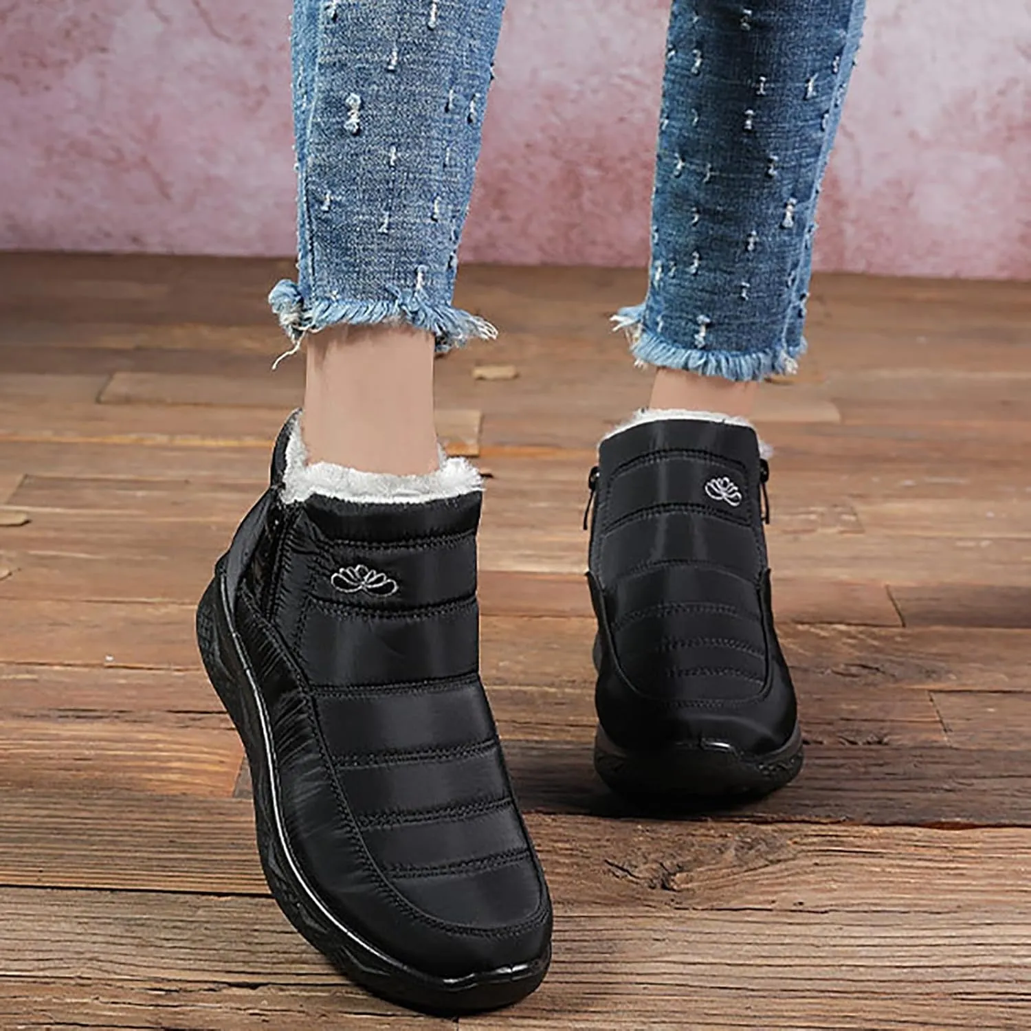 Womens Winter Snow Boots Women Ankle Booties Warm Fu Lined aterproof Insulated Slip On Outdoor Shoes