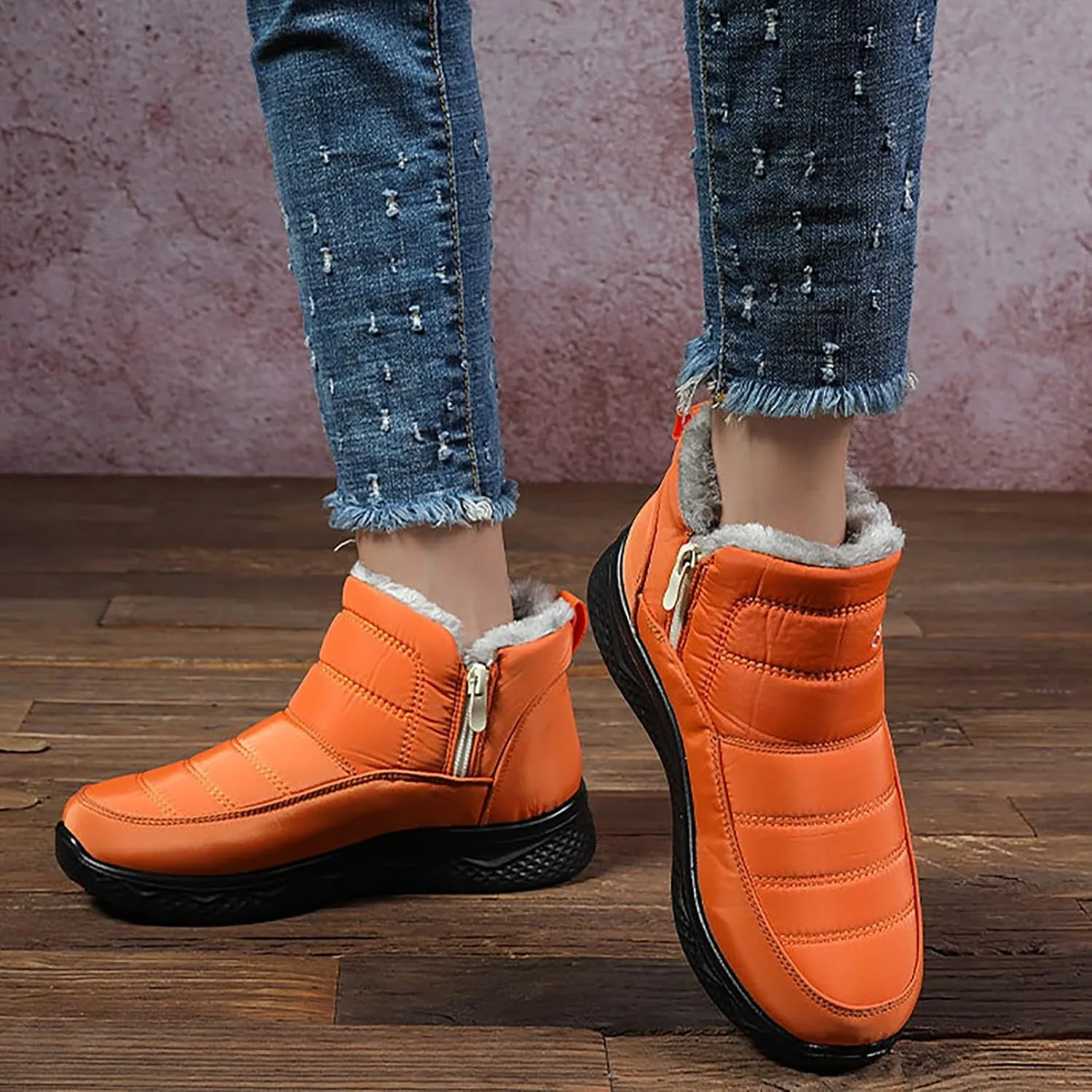 Womens Winter Snow Boots Women Ankle Booties Warm Fu Lined aterproof Insulated Slip On Outdoor Shoes