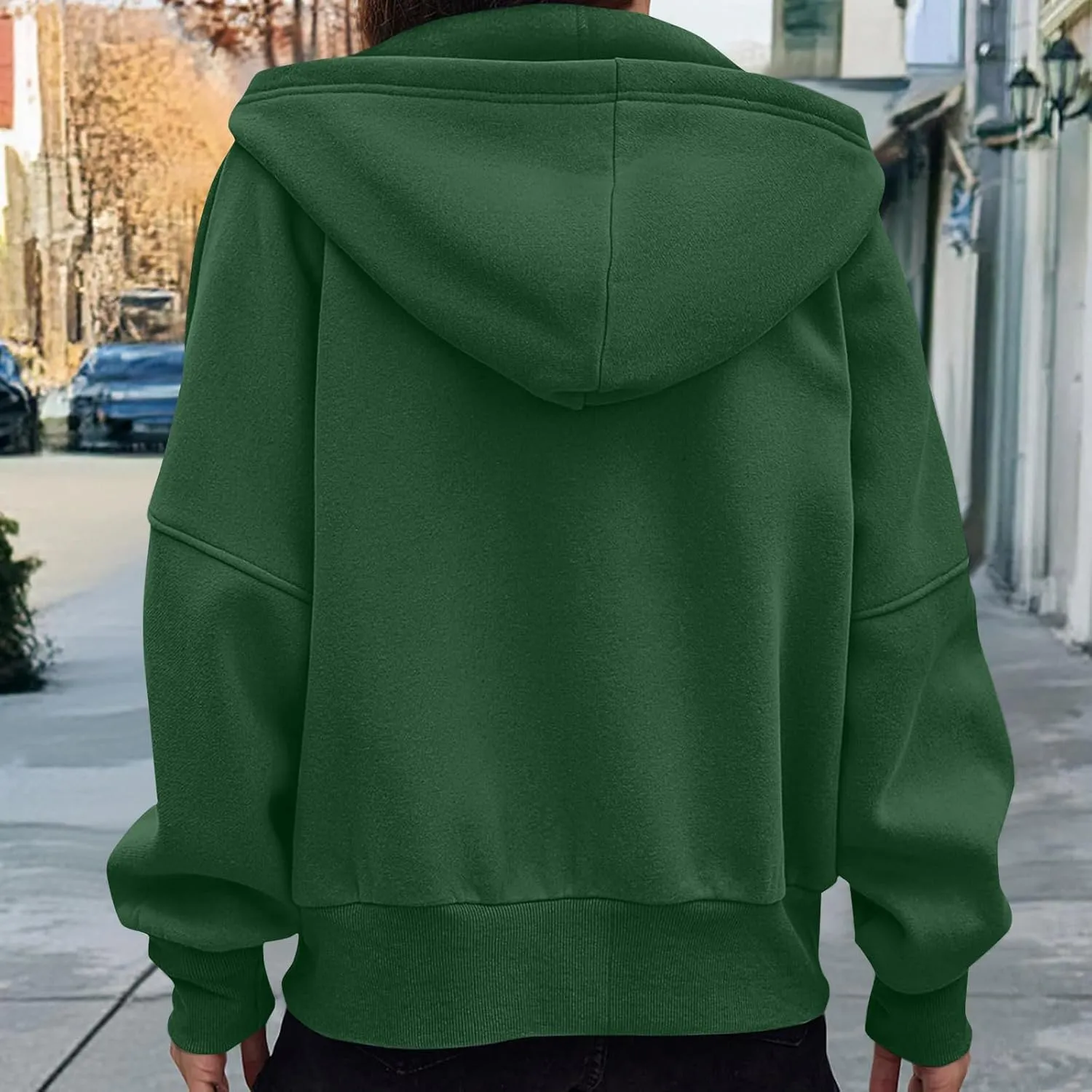 Womens Zip Up Hoodie Fleece Sweatshirt 2025 Fashion Long Sleeve Jacket with Pockets Loose Fit Casual Trendy