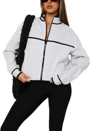 Womens Zip Up Hoodies Jackets Oversized Sweatshirts Outerwear with Pockets