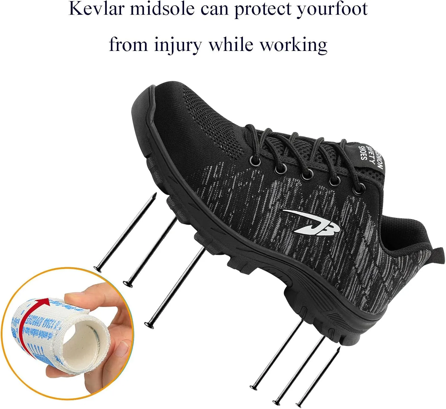 Work Safety Shoes for Men Womens,Lightweight Safety Shoes Slip Resistant Work Sneaker Breathable Puncture Proof Shoes