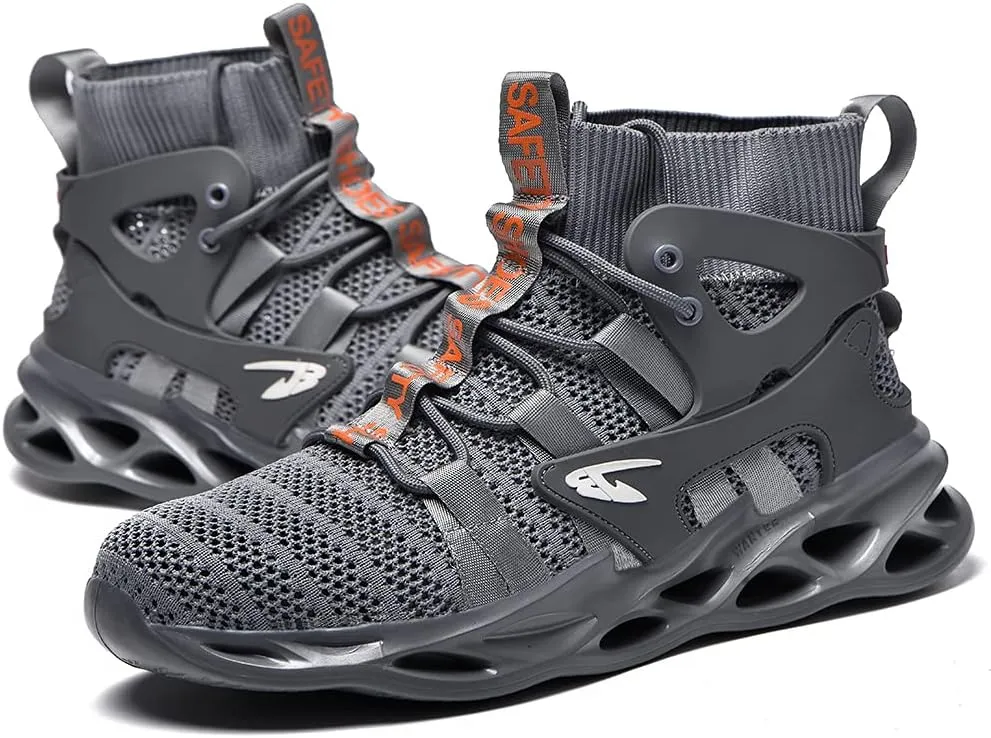 Work Steel Toe Boots Indestructible Safety Shoes Lightweight Breathable Construction Sneakers Slip Resistant Composite Toe Boots for Men Women