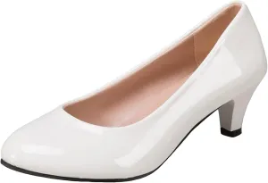 WUIWUIYU Womens Office Kitten Heels Pumps Slip On Evening Dress Work Cute Sexy Pump Shoes