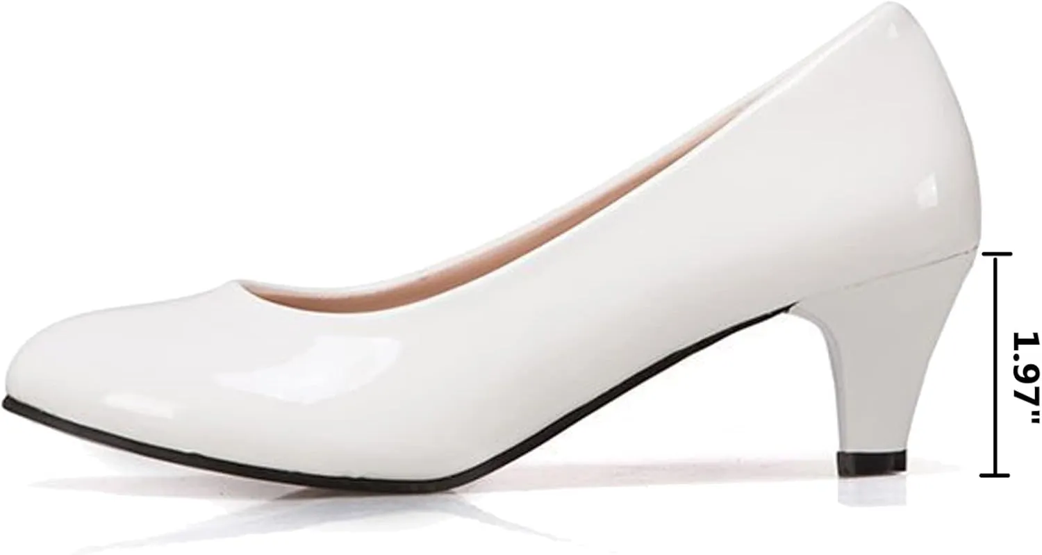 WUIWUIYU Womens Office Kitten Heels Pumps Slip On Evening Dress Work Cute Sexy Pump Shoes