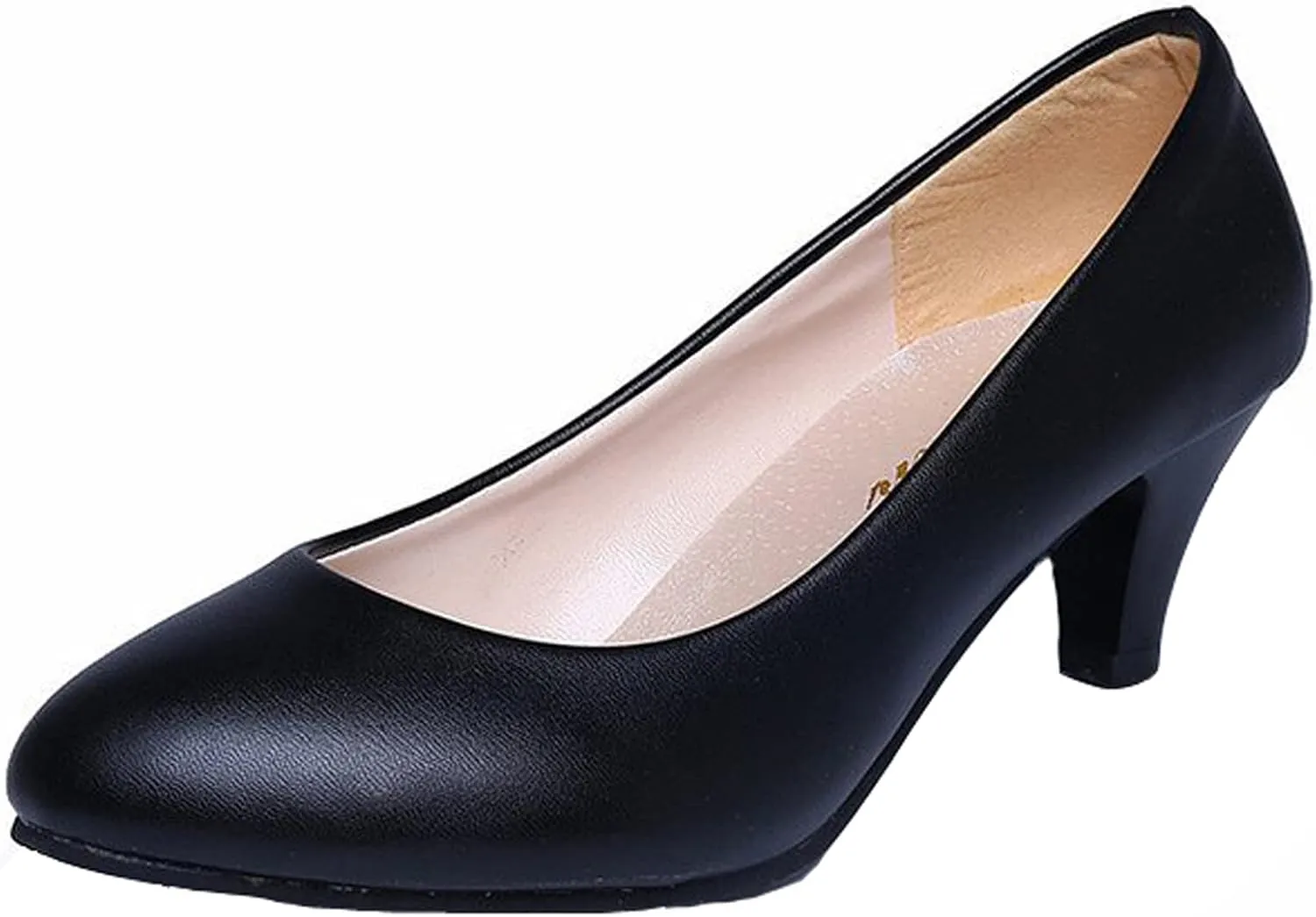 WUIWUIYU Womens Office Kitten Heels Pumps Slip On Evening Dress Work Cute Sexy Pump Shoes