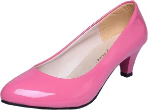 WUIWUIYU Womens Office Kitten Heels Pumps Slip On Evening Dress Work Cute Sexy Pump Shoes