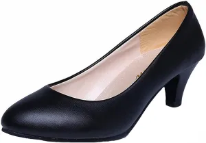 WUIWUIYU Womens Office Kitten Heels Pumps Slip On Evening Dress Work Cute Sexy Pump Shoes