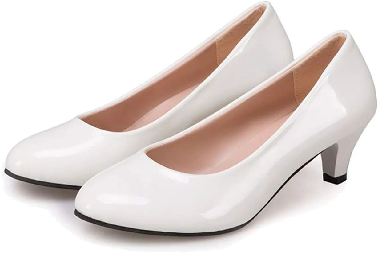 WUIWUIYU Womens Office Kitten Heels Pumps Slip On Evening Dress Work Cute Sexy Pump Shoes