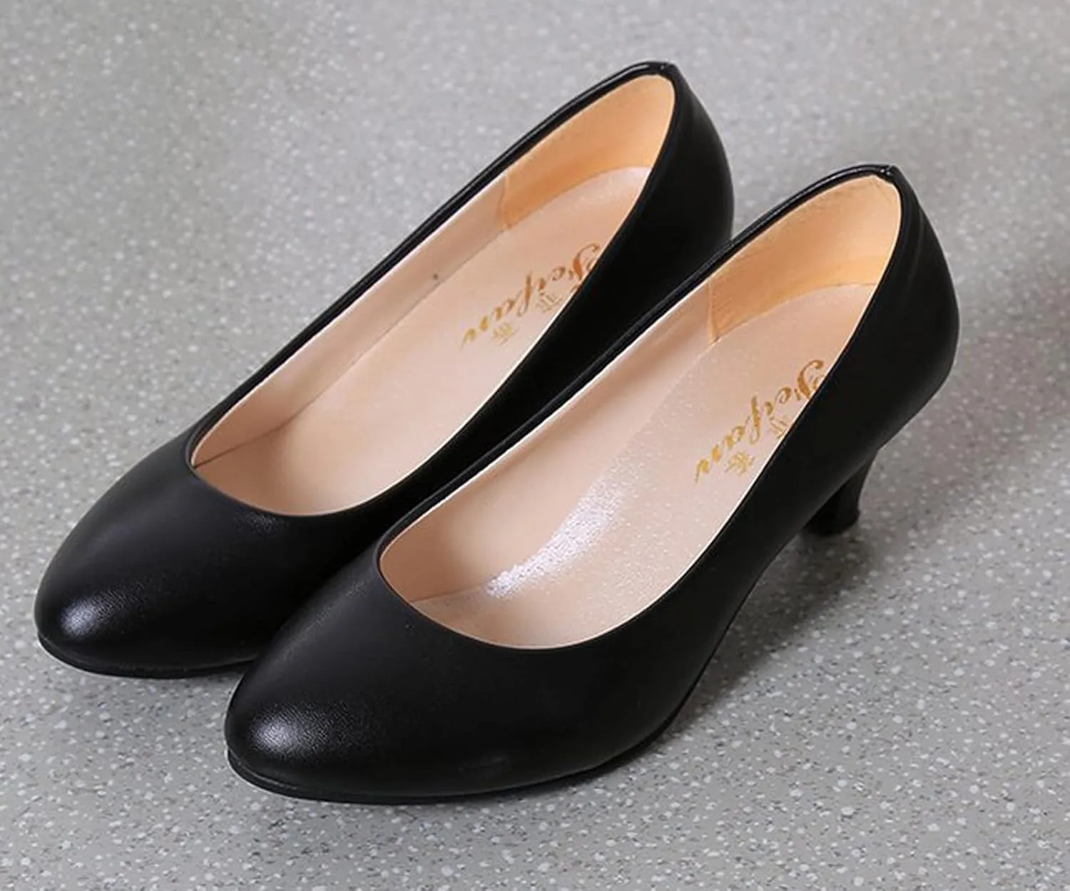 WUIWUIYU Womens Office Kitten Heels Pumps Slip On Evening Dress Work Cute Sexy Pump Shoes