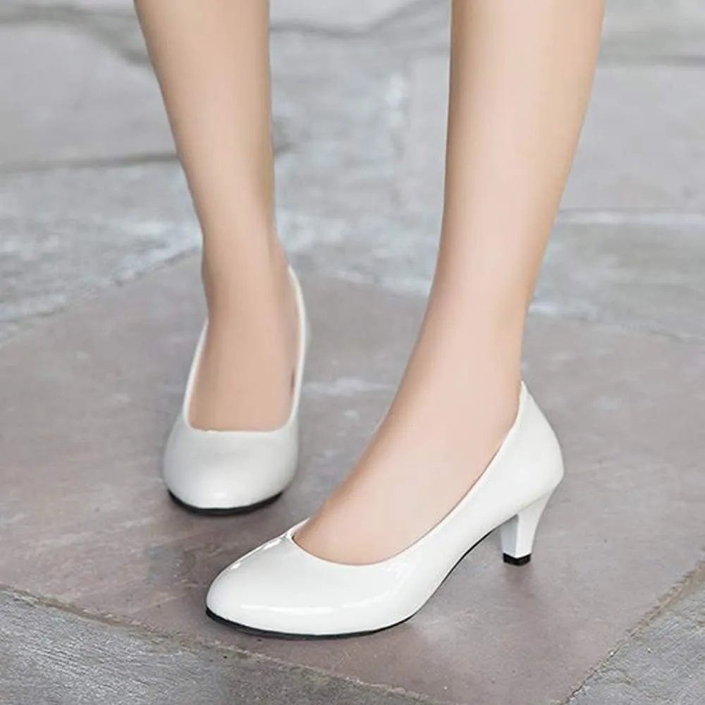 WUIWUIYU Womens Office Kitten Heels Pumps Slip On Evening Dress Work Cute Sexy Pump Shoes