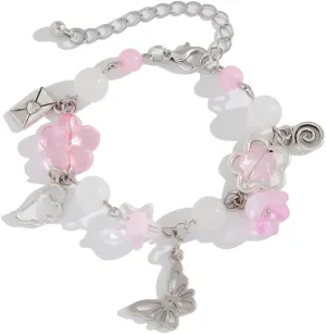 Y2K Star Bowknot Butterfly Bracelets Vintage Beaded Bracelets Set for Couples Friends Aesthetic Star Charm Bracelets Valentine's Day Bracelets