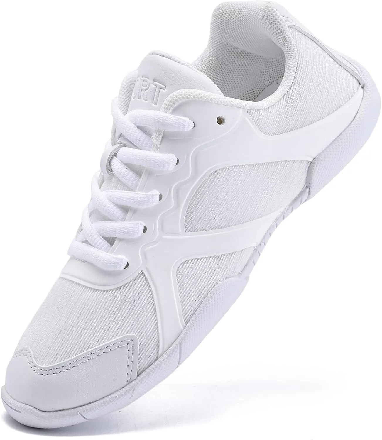 Youth Cheer Shoes Girls White Cheerleading Shoes Dance Athletic Training Breathable Fabric Dancing Lightweight Competition Comfortable Sport Kids Girls Cheer Sneakers