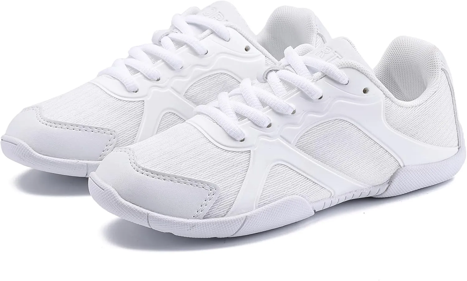 Youth Cheer Shoes Girls White Cheerleading Shoes Dance Athletic Training Breathable Fabric Dancing Lightweight Competition Comfortable Sport Kids Girls Cheer Sneakers