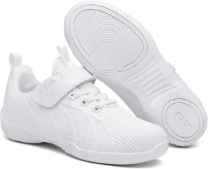 Youth Girls Mesh Breathable Running Sneakers Athletic Training Tennis Shoes White Cheerleading Shoes Dance Shoes
