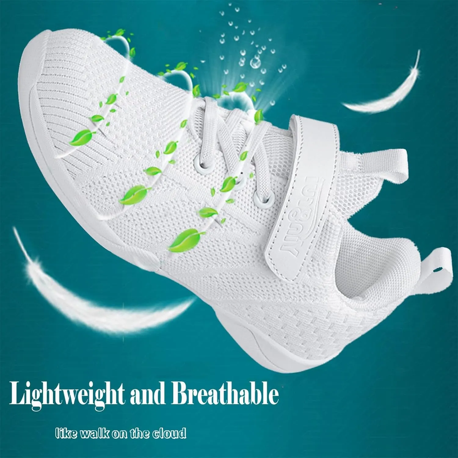 Youth Girls Mesh Breathable Running Sneakers Athletic Training Tennis Shoes White Cheerleading Shoes Dance Shoes