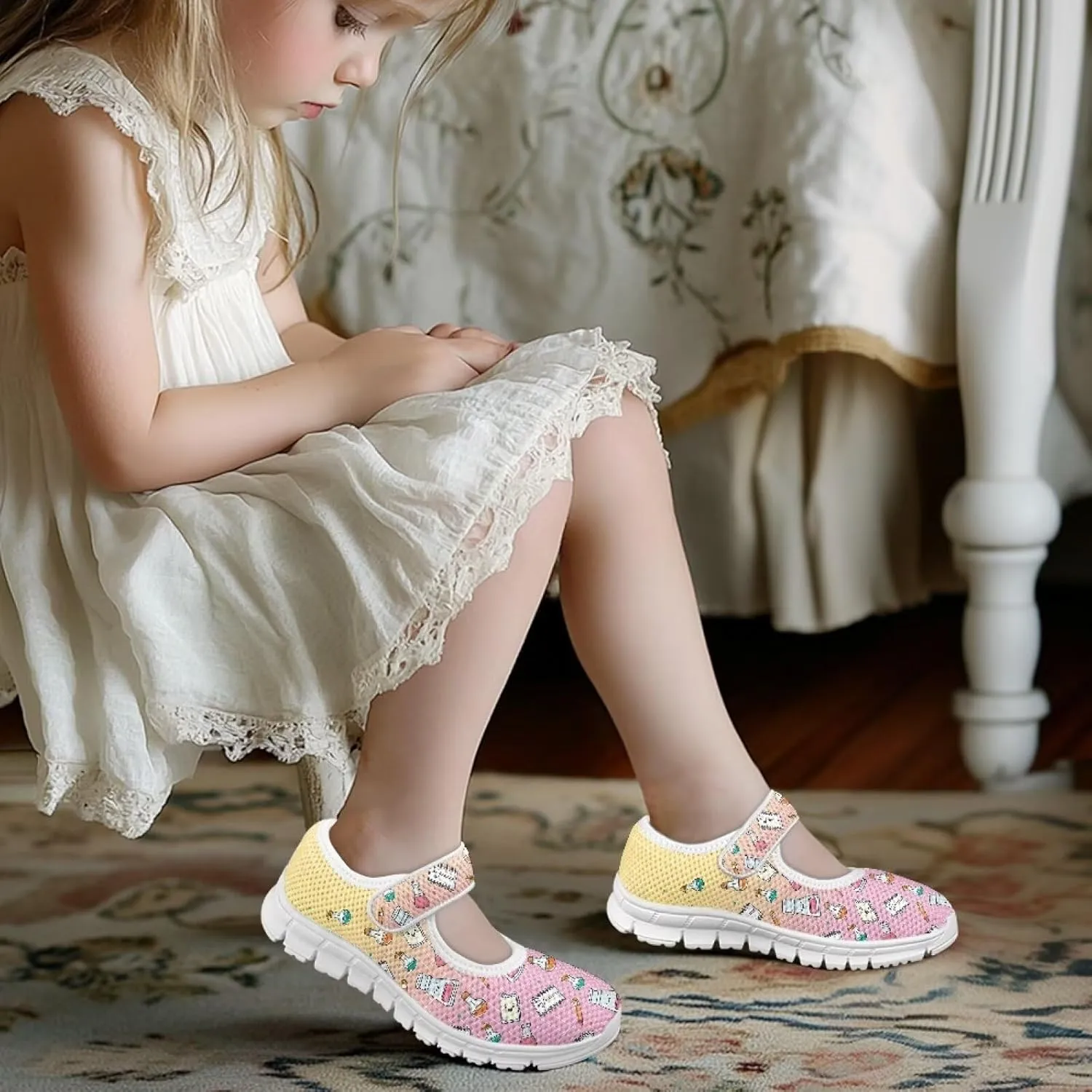 Yzaoxia Girls Sneakers 100 Days for School Shoes Tennis Shoes Hook and Loop Shoes Slip On Sneakes Walking Casual Sport Shoes Flat Footwear Trainers School Gym Outdoor