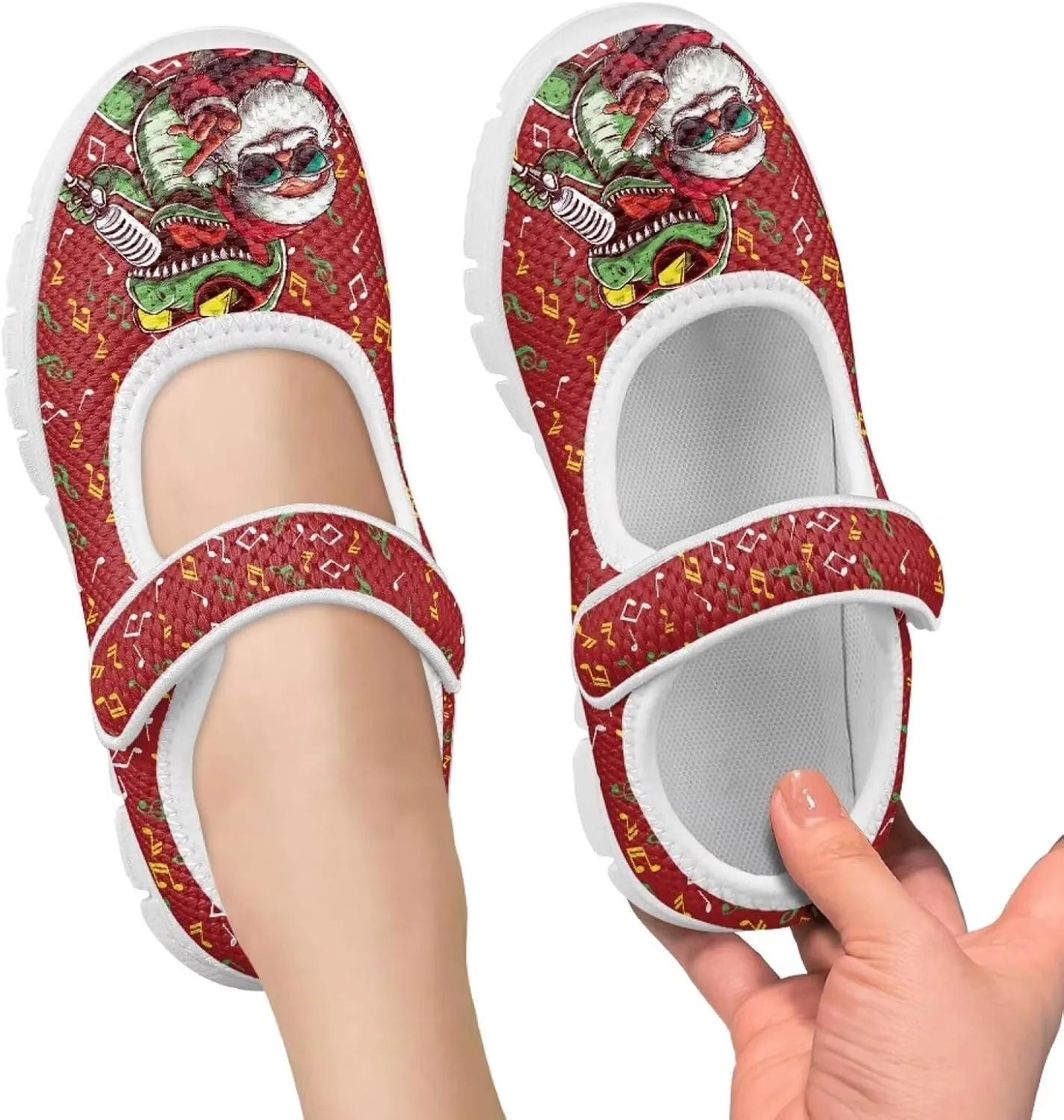 Yzaoxia Little or Big Kids Christmas Shoes Girls Slip On Sneakers Hook and Loop Walking Running Athletic Shoes Lightweight Barefoot Shoes Tennis Sport Shoes Footwear Trainers Outdoor Gym School