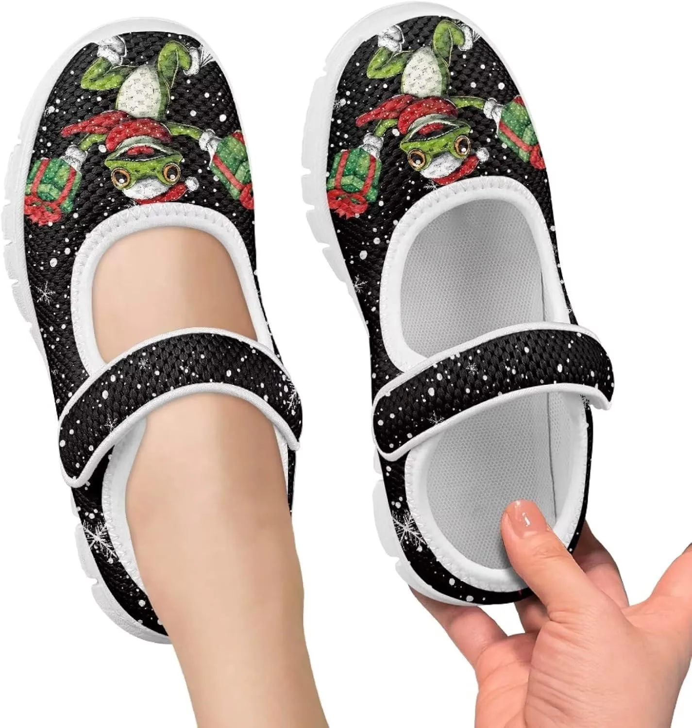 Yzaoxia Little or Big Kids Christmas Shoes Girls Slip On Sneakers Hook and Loop Walking Running Athletic Shoes Lightweight Barefoot Shoes Tennis Sport Shoes Footwear Trainers Outdoor Gym School