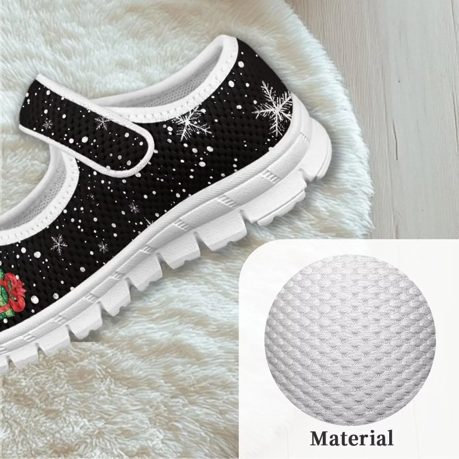 Yzaoxia Little or Big Kids Christmas Shoes Girls Slip On Sneakers Hook and Loop Walking Running Athletic Shoes Lightweight Barefoot Shoes Tennis Sport Shoes Footwear Trainers Outdoor Gym School