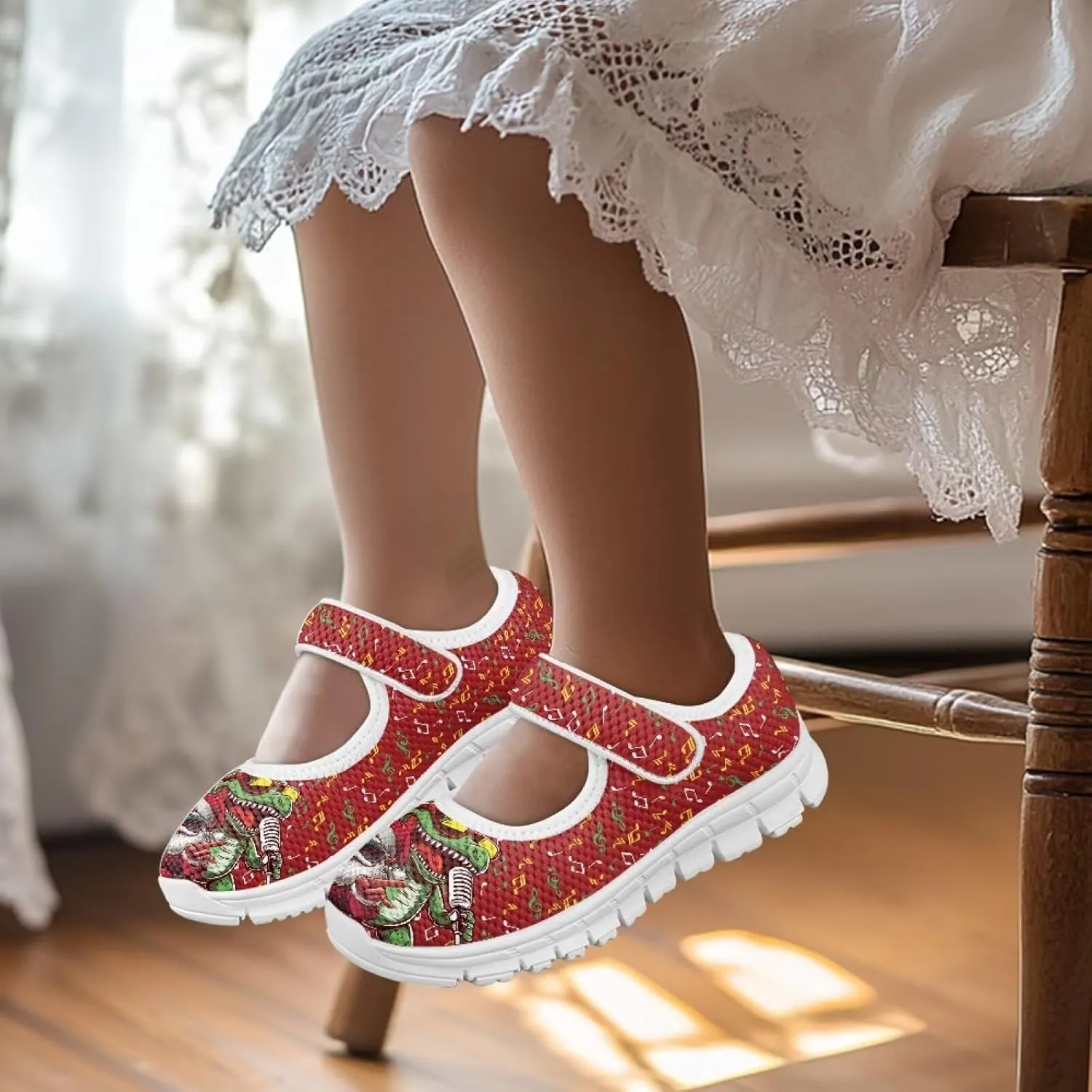 Yzaoxia Little or Big Kids Christmas Shoes Girls Slip On Sneakers Hook and Loop Walking Running Athletic Shoes Lightweight Barefoot Shoes Tennis Sport Shoes Footwear Trainers Outdoor Gym School